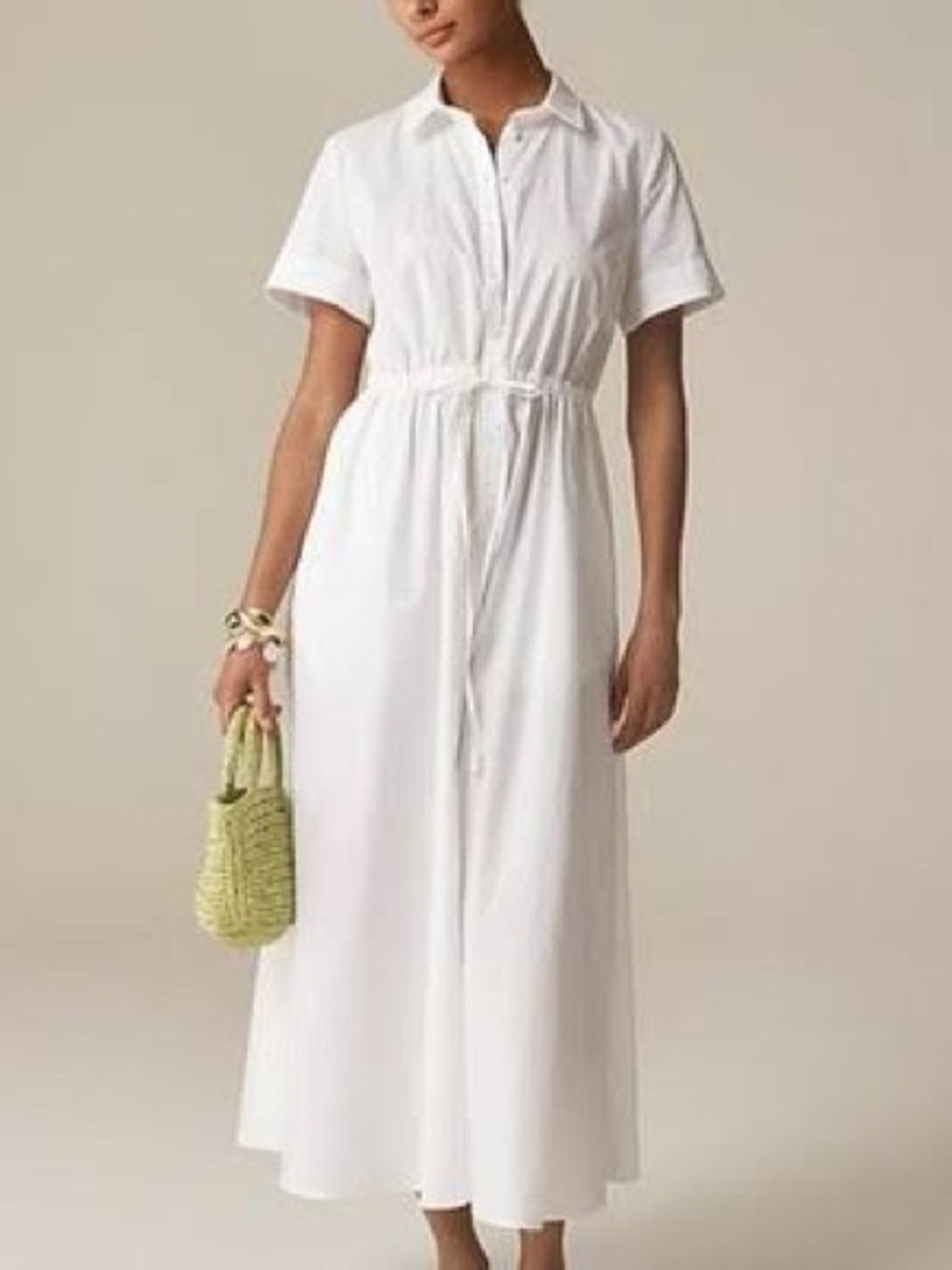 JCrew White Maxi Midi Shirt Dress Size 16T